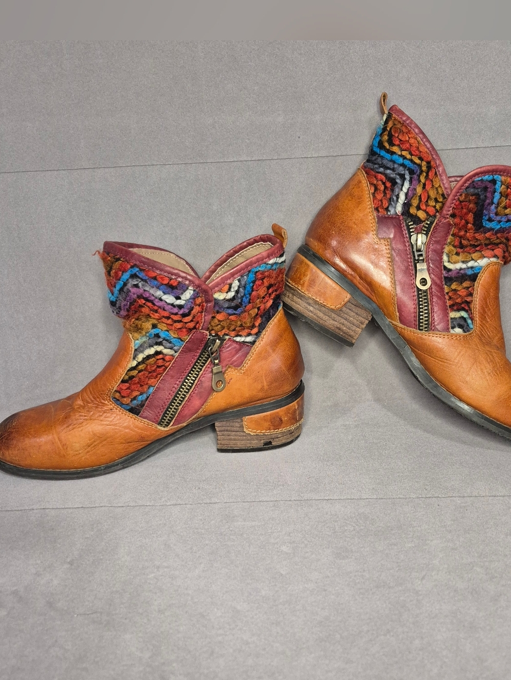 Elit by Corky Women's Multicolor Leather Ankle Boots with Textile Cuff